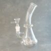 8" Clear Puck Perc Glass Water Pipe w/Bent Mouthpiece