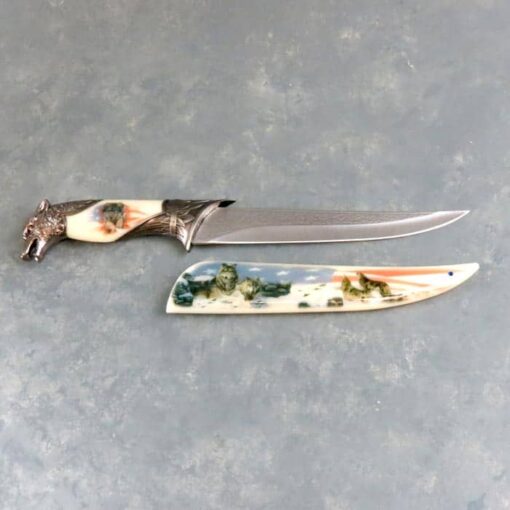 8" Wolf Decorative Knife and Scabbard