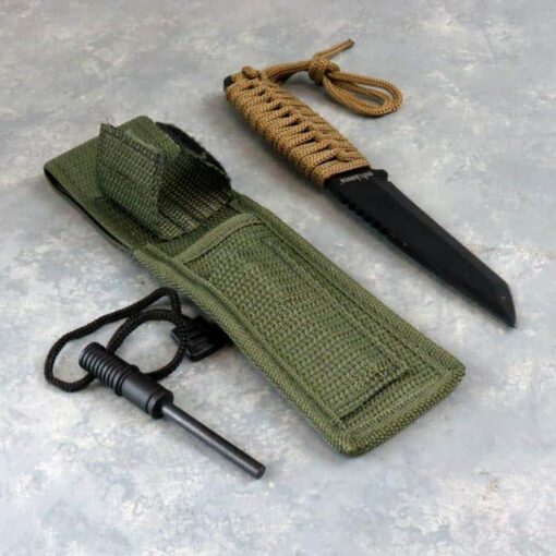 4" Tanto Survival Knife w/Flint, Sheath, Paracord Handle