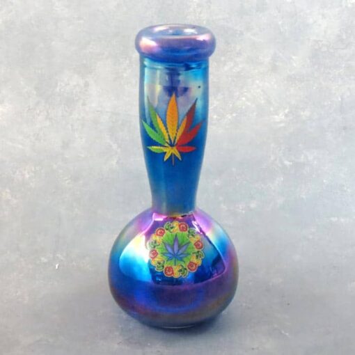 7" Chromametallic Soft Glass Water Pipe w/420 Leaf Design