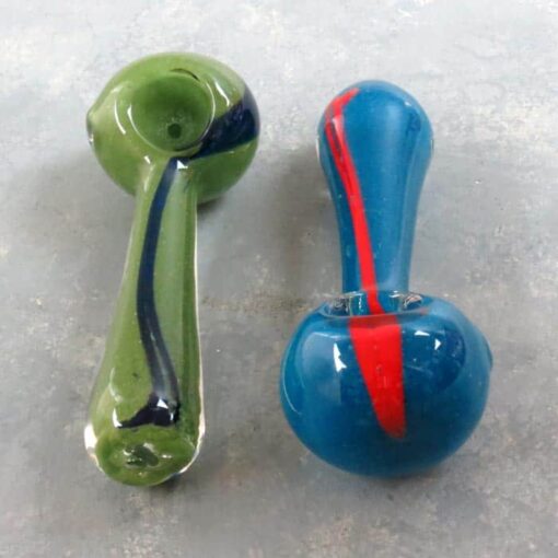 4.5" Smooth Spoon Glass Hand Pipes w/Stripe