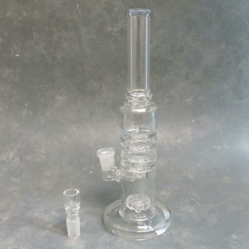 12" Heavy Clear Glass Water Pipe w/Puck Perc and Implosion Flower
