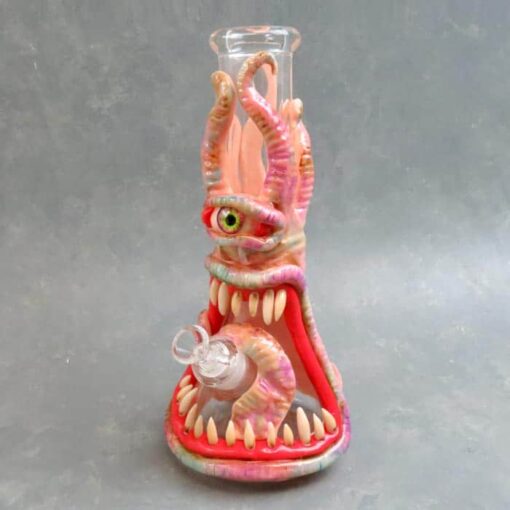 13" 3D Mouth Monster Glass Water Pipe w/Diffused Downstem and Ice Catch