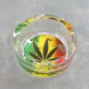 3.5" Round Glass Ashtrays w/Leaf Designs