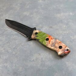 6" Fixed Blade Knife w/Sheath and Camo Handle