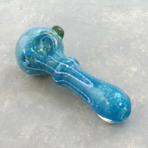 4" Blue Inside Out Latticino Glass Hand Pipes w/Ring and Bump
