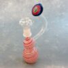 8" Bubbler Style Striped Glass Water Pipe w/WigWag Mouthpiece and Male Joint