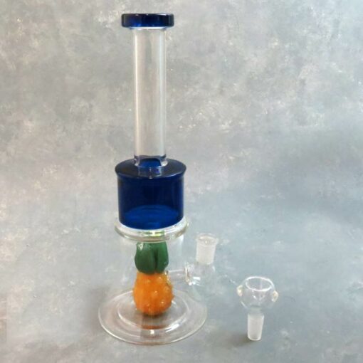 11" Pineapple Perc Glass Water Pipe w/Implosion Flower and Narrow Mouthpiece