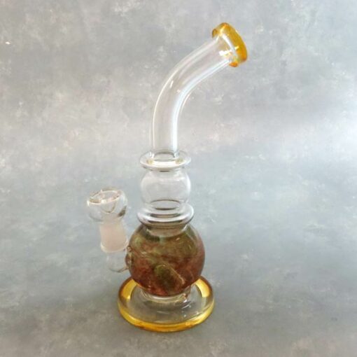 10.5" Contoured Vase Stule Glass Water Pipe w/Bent Mouthpiece and Inline Perc