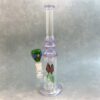 13.5" Narrow Glass Water Pipe w/Fancy Bowl, Flower and Flat Tree Perc