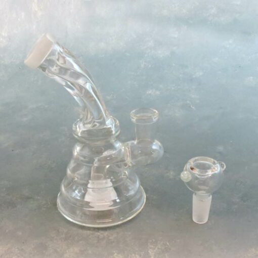 6" Fluted Mini Glass Water Pipe w/Disc Perc