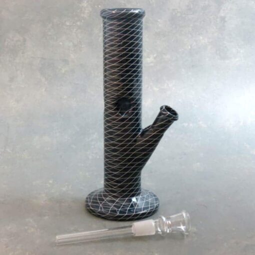 8" Grid Design Thin Glass Water Pipe w/Ice Catch, Downstem and Window