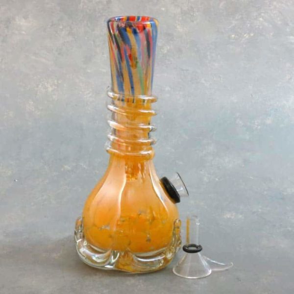 7" Inside Out Color Streak Soft Glass Water Pipe w/Coil Wrap & Fancy Base