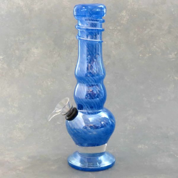 9" Contoured Vase Style Color Twist Soft Glass Water Pipe w/Coil Wrap Mouthpiece & Slide