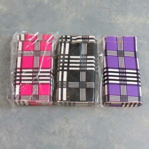 4.125" Plaid Overlay Wooden Dugouts w/3" Metal Cigarette One-Hitters