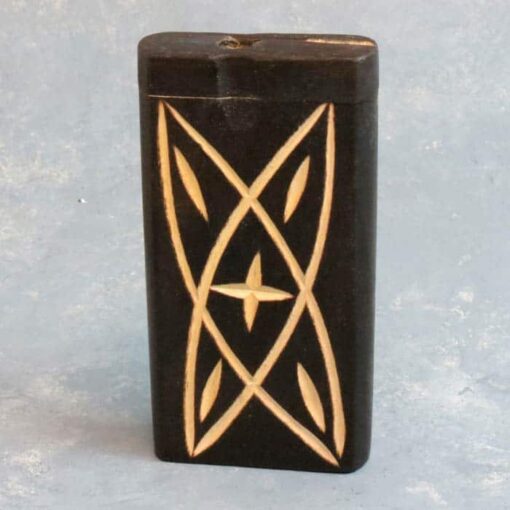 4.125" Series 1 Carved Design Wooden Dugouts w/3" Metal Cigarrette One-Hitters