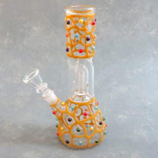 8.5" Dome Perc Glass Water Pipe w/Puffy Gold Design