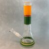 12" Rasta & Gold Earlmeyer Style Glass Water Pipe w/Diffused Downstem & Ice Catch