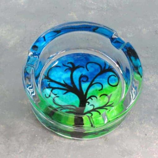 3.5" Glass Ashtrays w/Nature Designs
