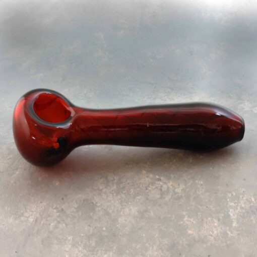 5.5" Smooth Spoon Style Glass Hand Pipe w/Inlay Grid Lines & Carb