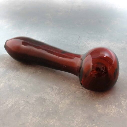 5.5" Smooth Spoon Style Glass Hand Pipe w/Inlay Grid Lines & Carb