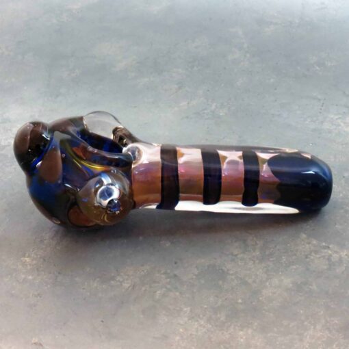 5" Fumed Squared Stem Thick Glass Hand Pipes w/Large Bumps
