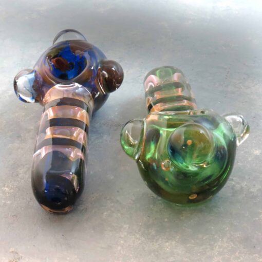 5" Fumed Squared Stem Thick Glass Hand Pipes w/Large Bumps
