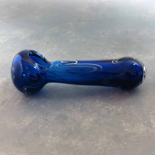 5" Smooth Spoon Style Glass Hand Pipe w/Color Streak & Carb