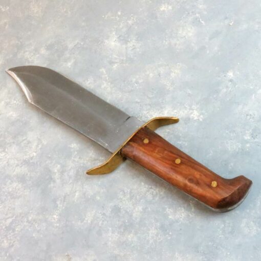 9" Large Bowie Knife w/Wood Handle and Leather Sheath