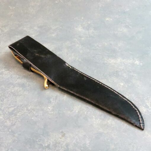 5" Hunting Knife w/Contoured Grip and Leather Sheath
