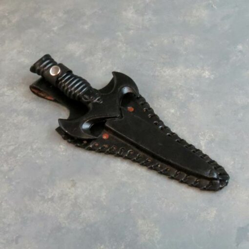4" 'Hunting' Knife w/Bat and Leather Sheath