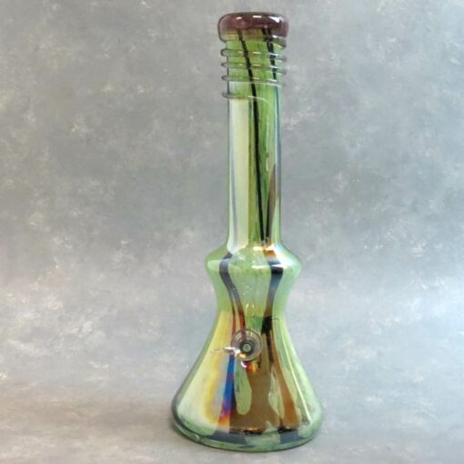 14" Vase-Style Color Streak Soft Glass Water Pipe w/Coil Wrap & Slide