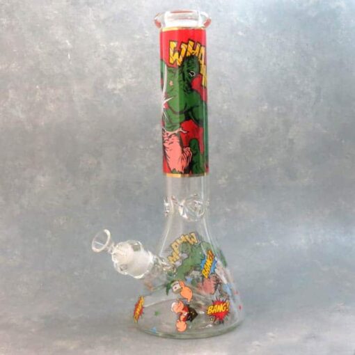 13.5" Thick Glass Water Pipe w/Assorted Images and Ice Catch