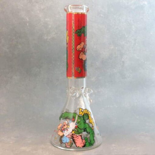 13.5" Thick Glass Water Pipe w/Assorted Images and Ice Catch