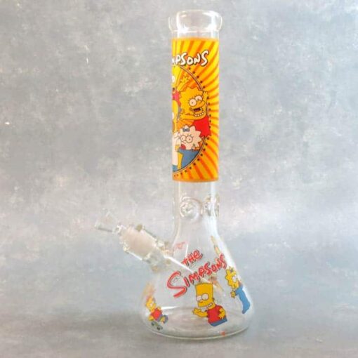 13" Thick Glass Water Pipe w/Assorted Cartoon Graphics and Ice Catch
