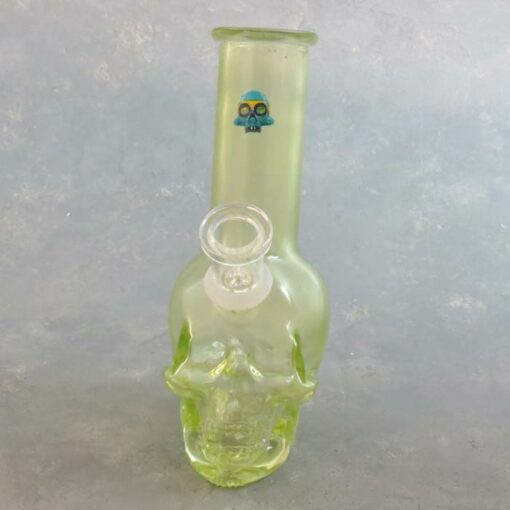 6" Lightly Frosted Skull Shaped Mini Soft Glass Water Pipe w/Graphic