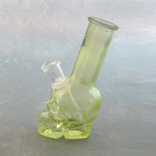 6" Lightly Frosted Skull Shaped Mini Soft Glass Water Pipe w/Graphic