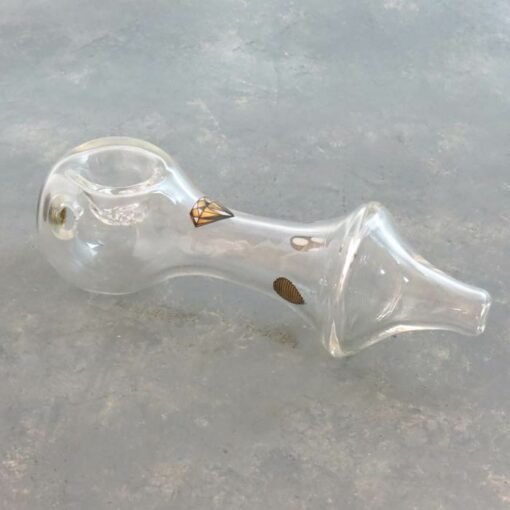 5.5" Clear High Med Spinning Top Glass Hand Pipe w/Gold Graphics