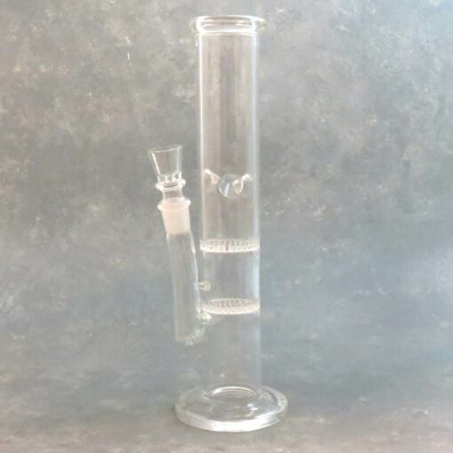 13" Straight Tube Clear Glass Water Pipe w/Dual Honeycomb Percs & Ice Catch