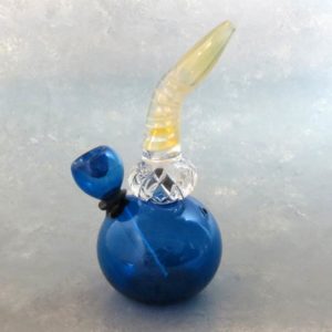 6" Rounded Mini Glass Water Pipe w/Fancy Frosted Mouthpiece & Choke