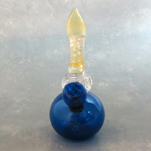 6" Rounded Mini Glass Water Pipe w/Fancy Frosted Mouthpiece & Choke