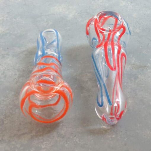 4.25" Inside-Out Color Lines Glass Hand Pipes w/Carb