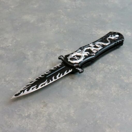 3.5" Dragon & Flames Falcon Spring-Assisted Knife