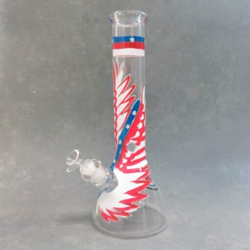 14" Glow-in-the-Dark American Eagle Beaker-Style Water Pipe w/Ice Catch & Diffused Downstem