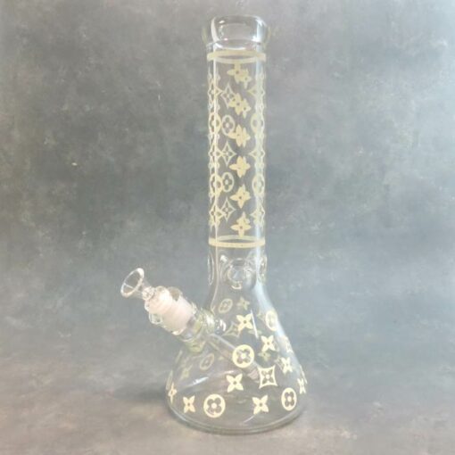 14" Glow-in-the-Dark LV Beaker-Style Water Pipe w/Ice Catch & Diffused Downstem
