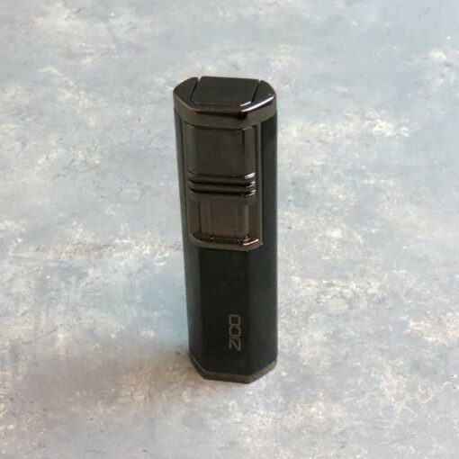3.25" Zico ZD49 Hexagonal Refillable/Adjustable Dual Torch Lighters w/Cigar Cutter