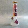 13" Frosted Chromametallic "Look, Morty!" Glass Water Pipe w/Leaves and Diffused Downstem