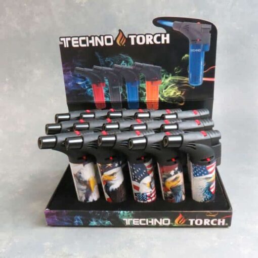 5" Angled American Eagle Techno Torch Refillable/Adjustable/Lockable Single Torch Lighters