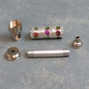 2.75" Sequence/Rhinestone Metal Hand Pipes w/Cap