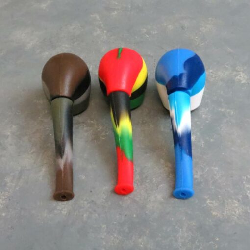 4" Silicone Sherlock Hand Pipes w/Metal Bowl
